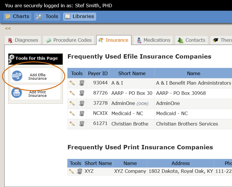 Add Efile Insurance tool