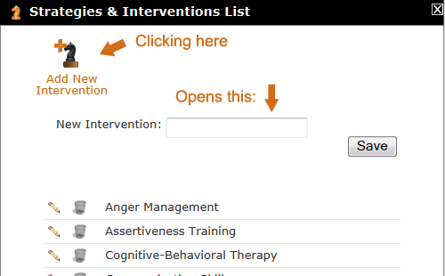 Add New Intervention tool