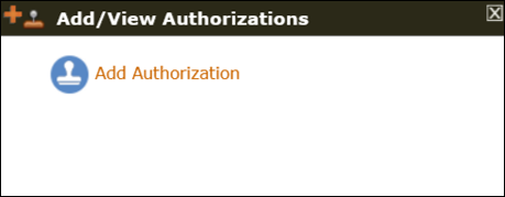 The Add/View Authorizations tool with no existing auths