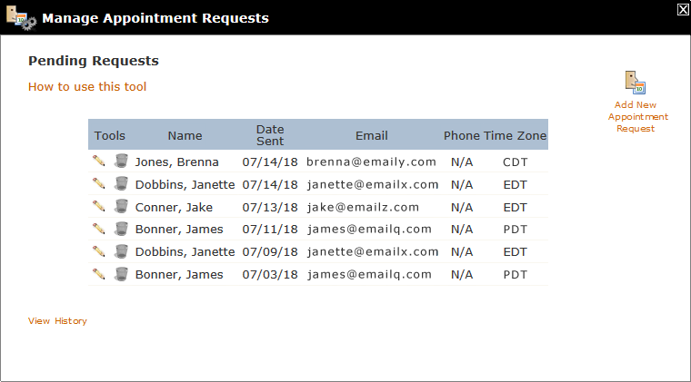 Manage Appointment Requests