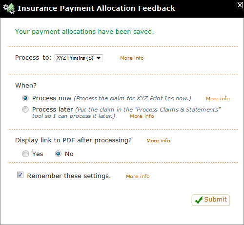 Add Insurance Payment Feedback