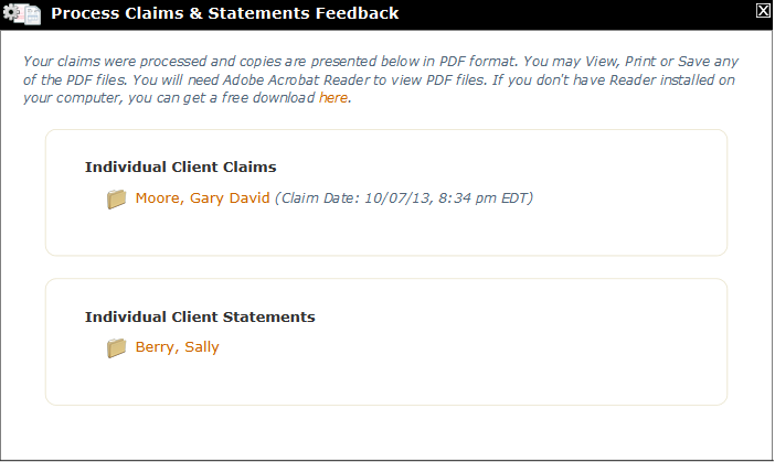 Process Claims & Statements feedback