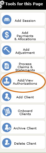 The Add/View Authorizations tool