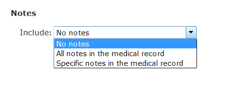 PHI notes select options