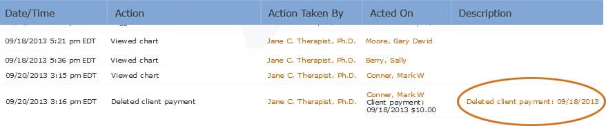 Activity log deletion