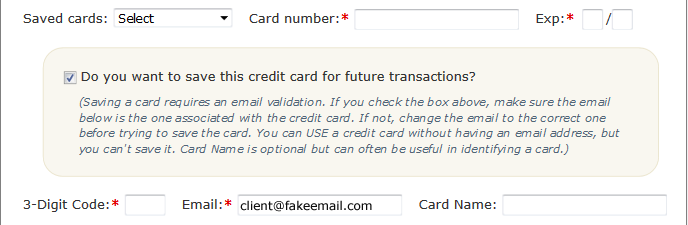 The Add Client Payment form