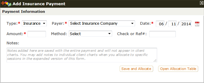 The Add Insurance Payment Tool
