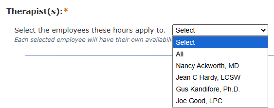 Availability Therapist
