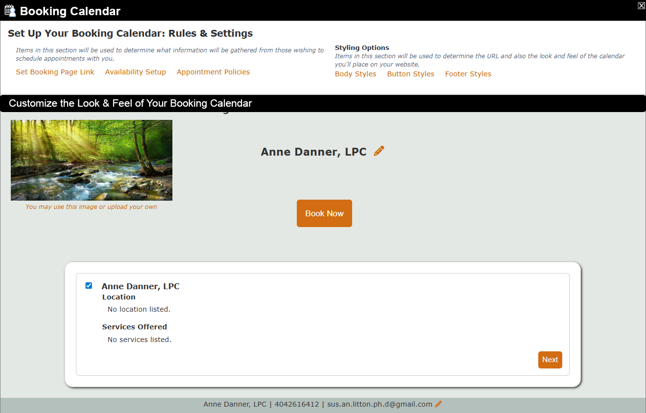 Set Up Your Booking Calendar