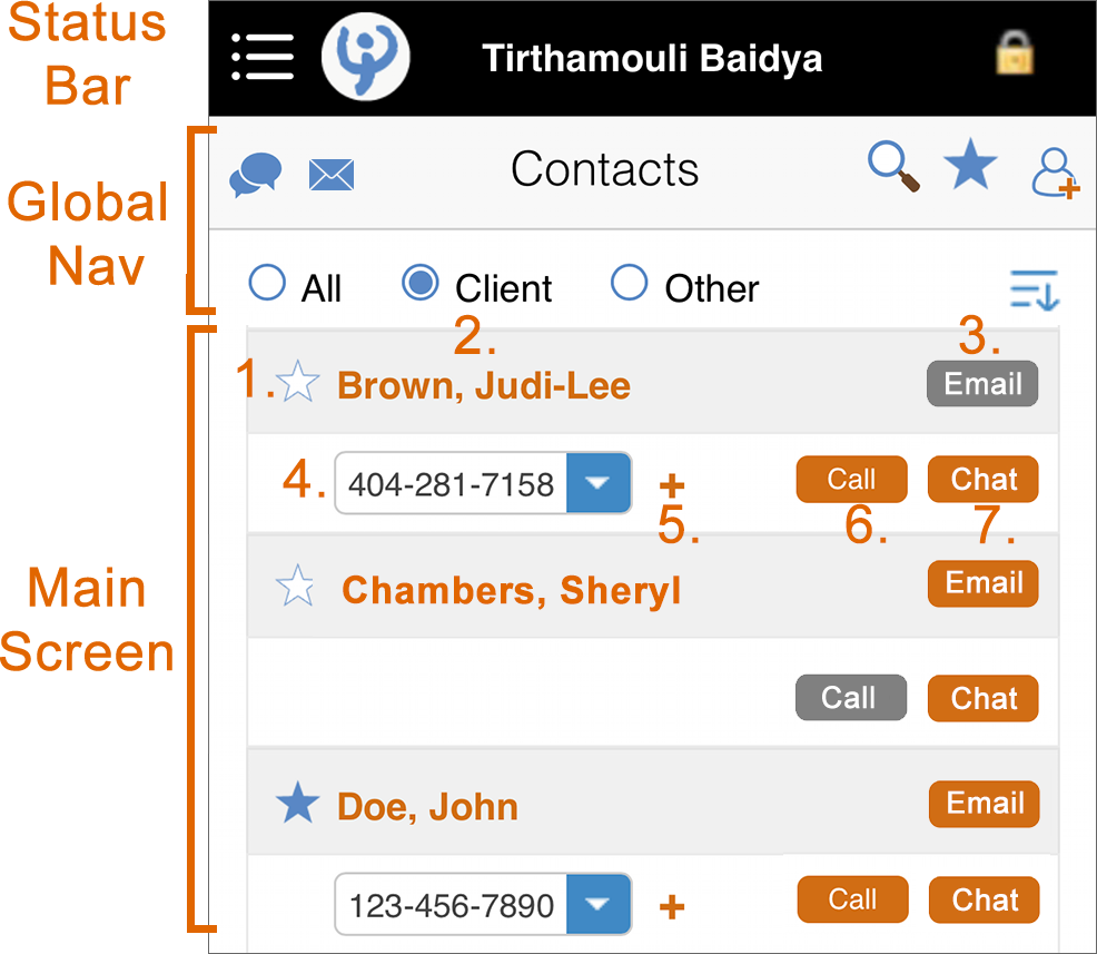 Contacts Functionality