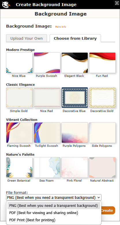 Background Image - Choose from Library