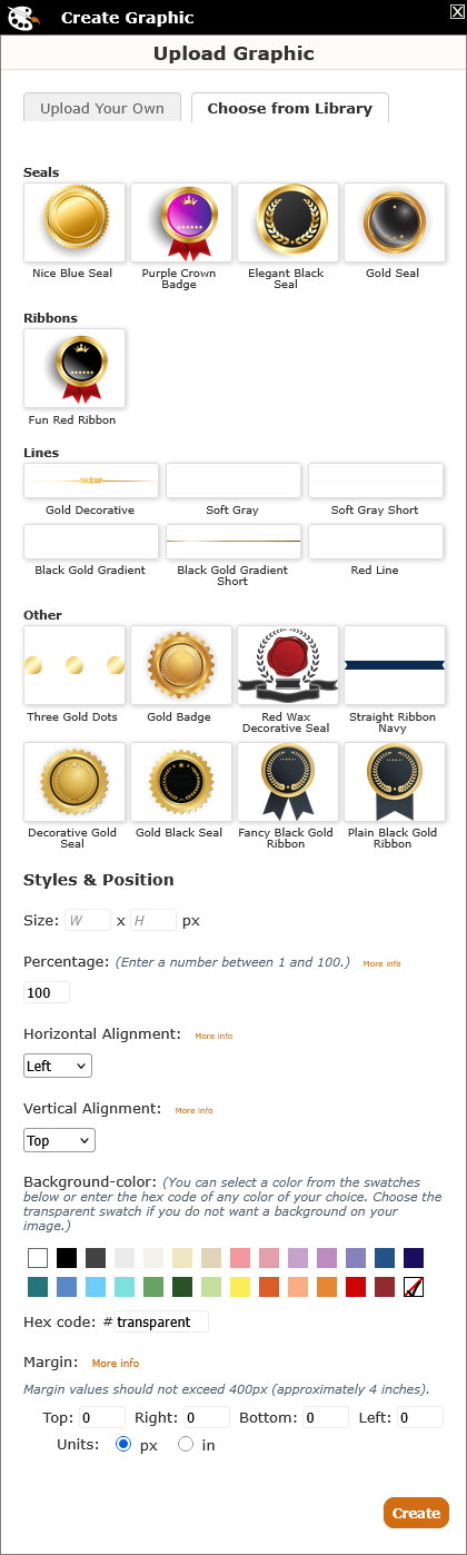 Upload Graphic - Choose from Library