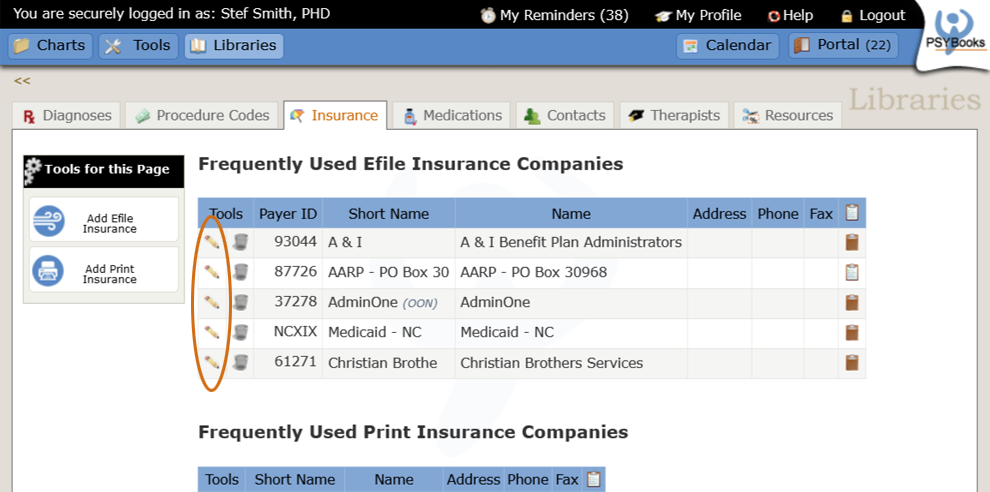 Edit Efile Insurance tool