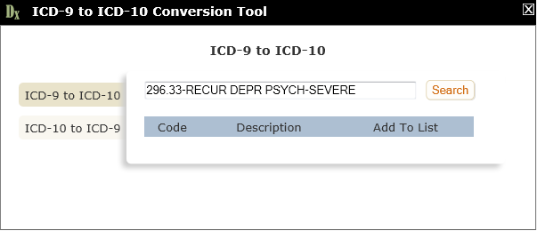 ICD9-ICD10 Conversion Tool