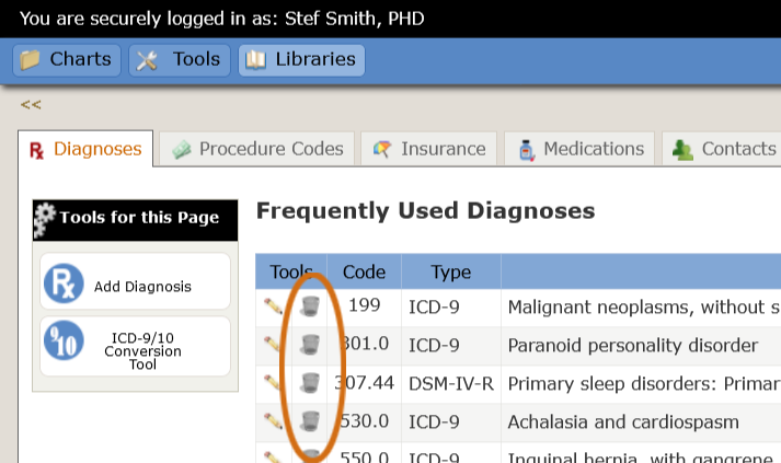 Delete Diagnosis tool