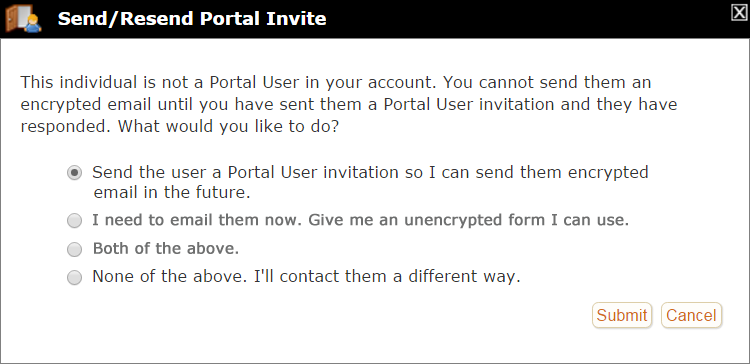 Send/resend portal invite